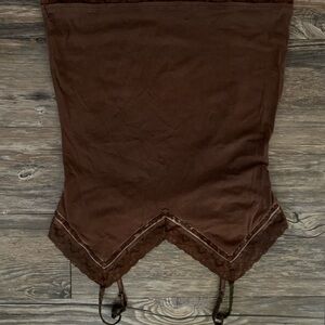 SO Chocolate Brown Top with Floral Accent